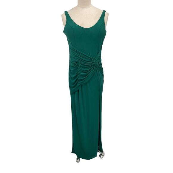 Ieena For Mac Duggal Dress Ruched Waist Column Gown Emerald Green Size 6 - Picture 1 of 10